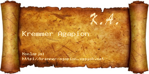 Kremmer Agapion névjegykártya